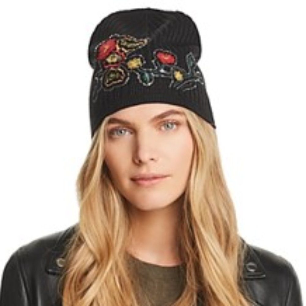Aqua Floral Embroidered Hat